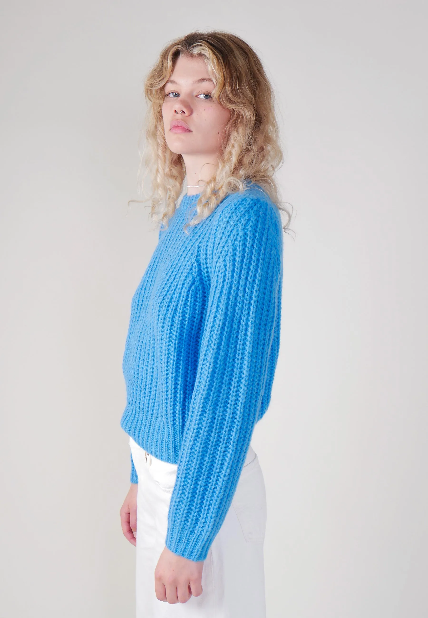 Fluffy Sailor Sweater - Bluebird