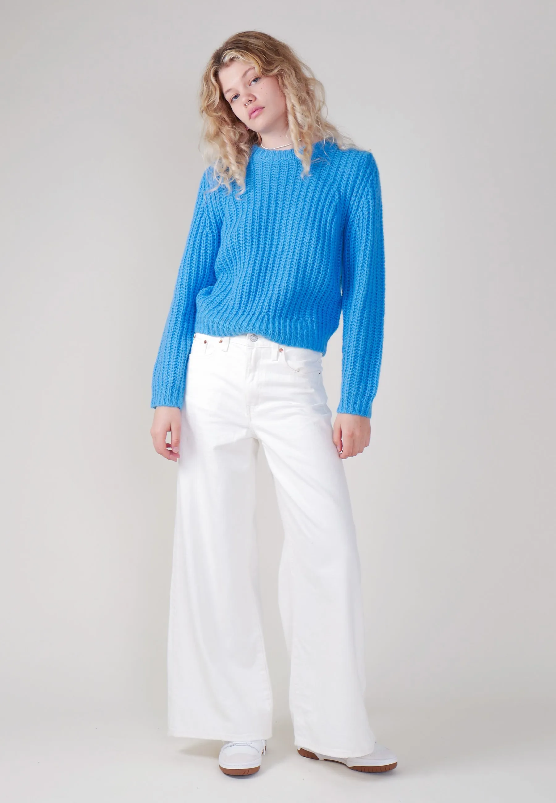 Fluffy Sailor Sweater - Bluebird