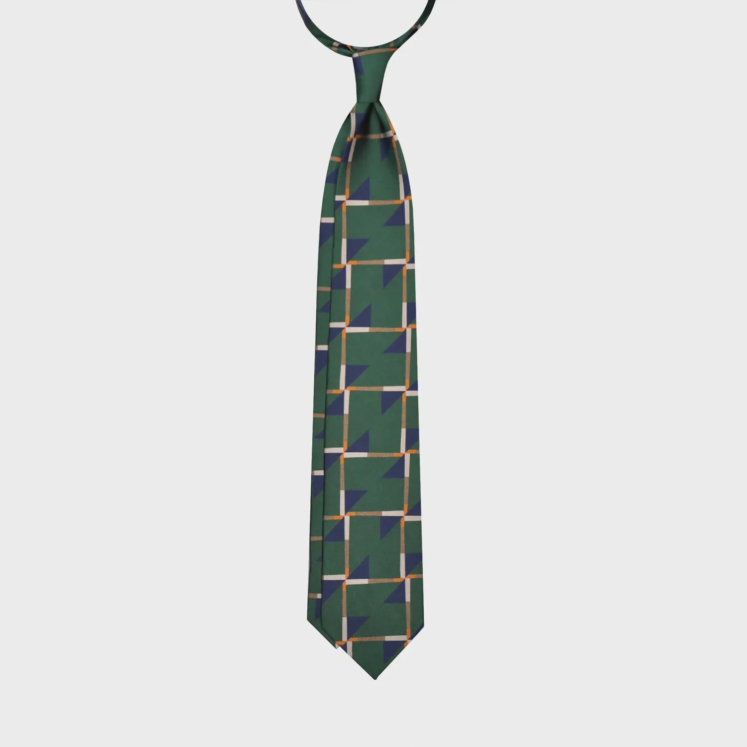 F.Marino Art Decò Silk Tie 3 Folds Grass Green