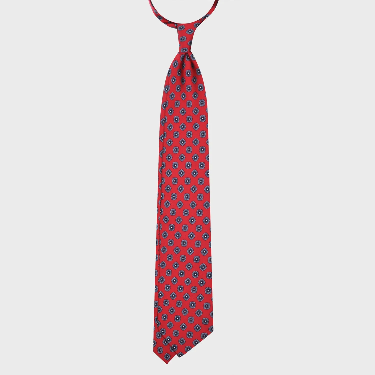 F.Marino Silk Tie 3 Folds Diamonds Chili Red