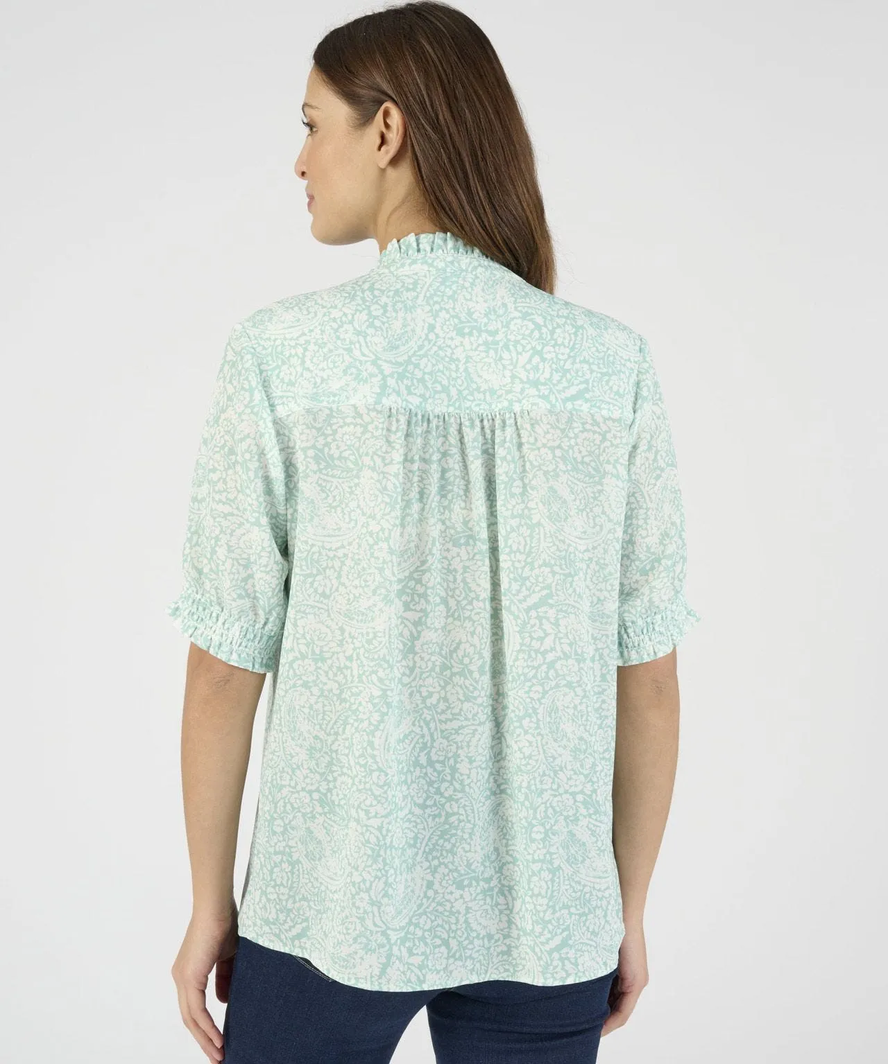 Frill Front Detail Printed Blouse