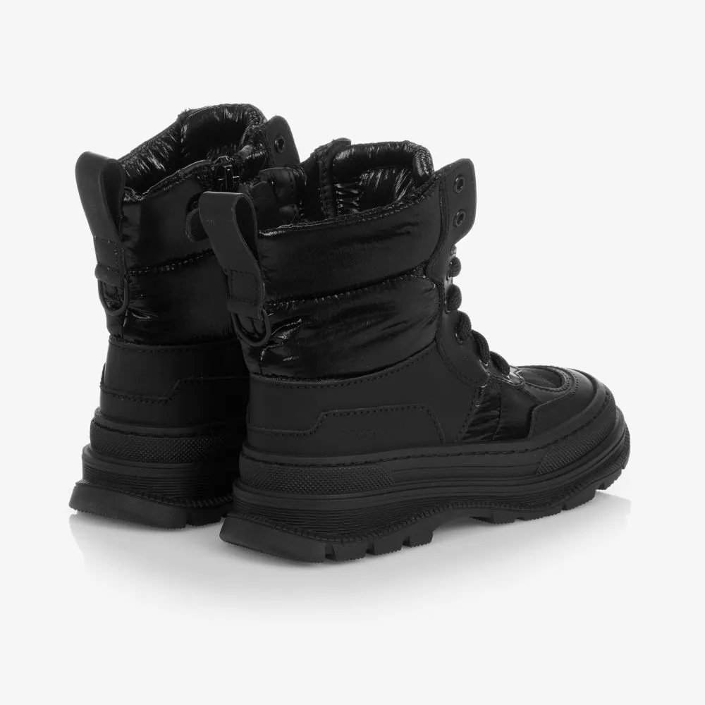 Girls Black Logo Boots