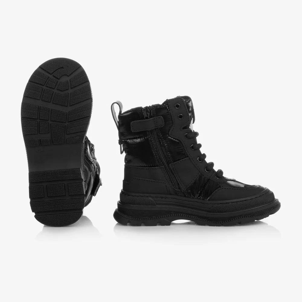 Girls Black Logo Boots