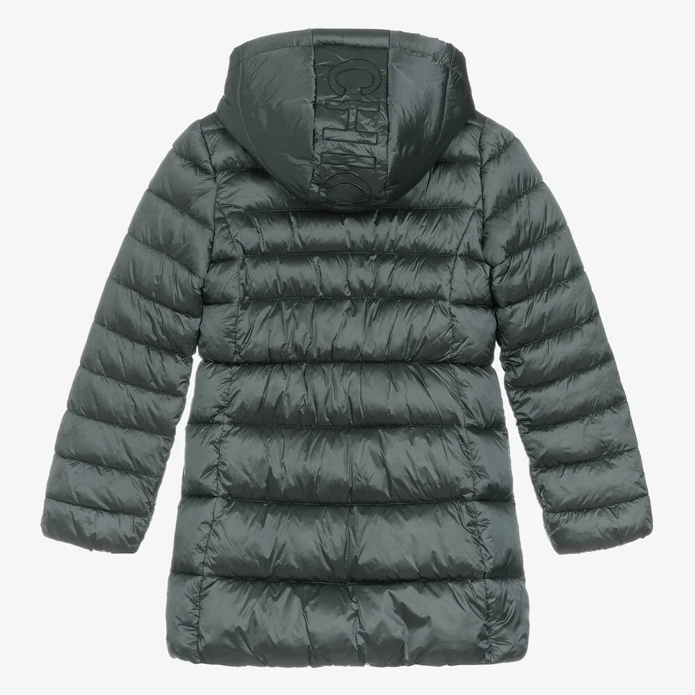 Girls Green Hooded Puffer Coat