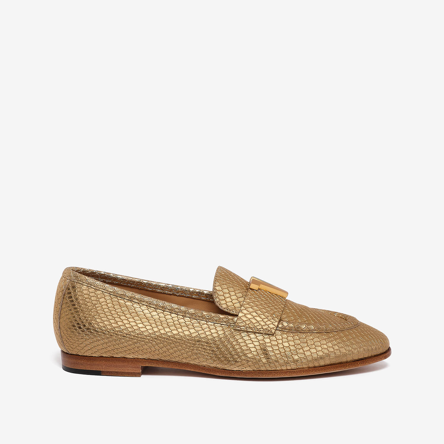 Gold women's goat leather loafer