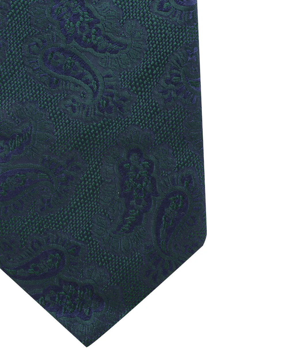 Green and Navy Tonal Paisley Silk Tie