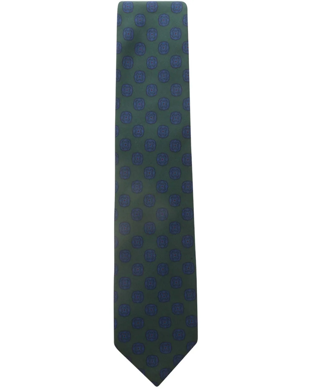 Green and Royal Blue Medallion Silk Tie