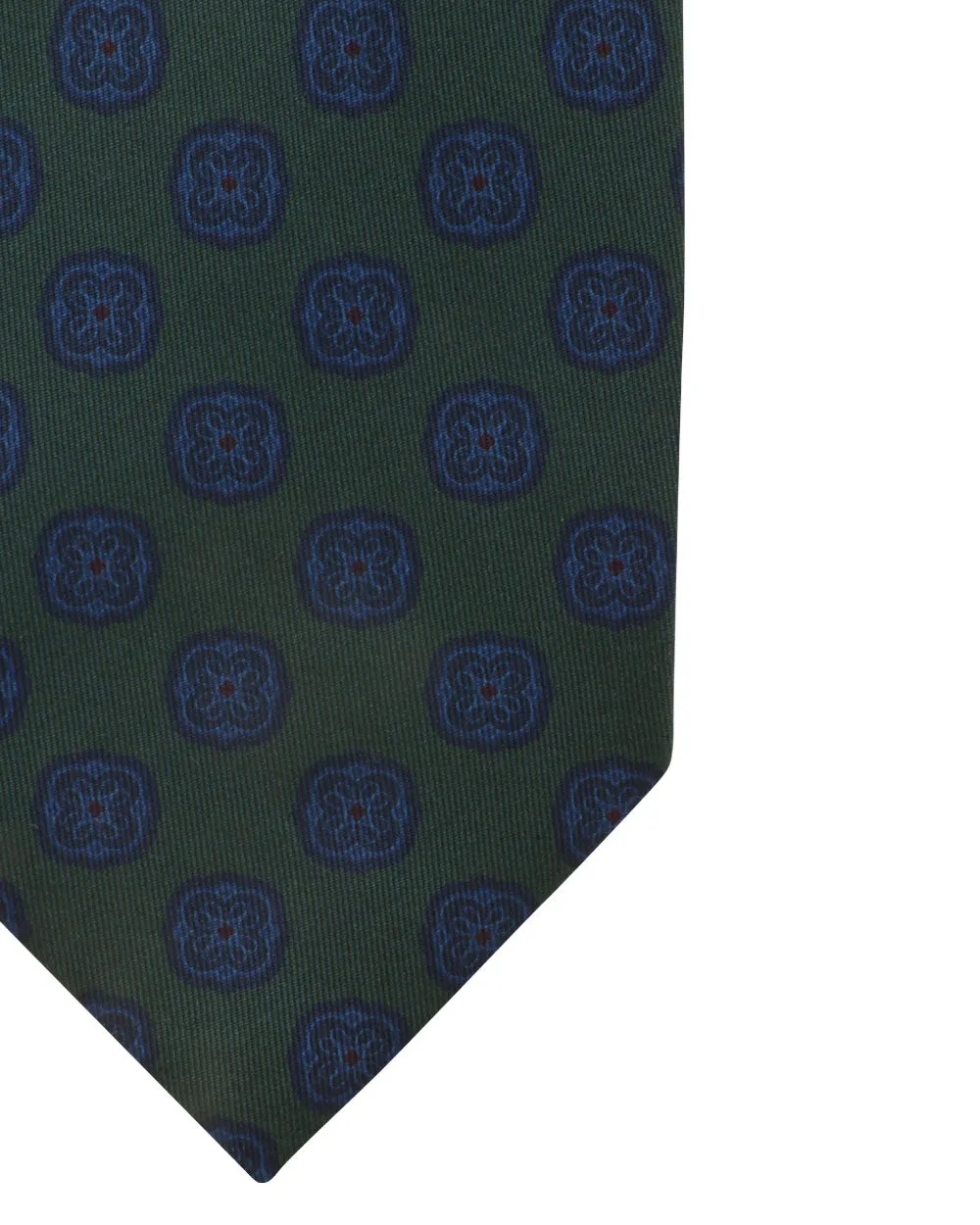 Green and Royal Blue Medallion Silk Tie