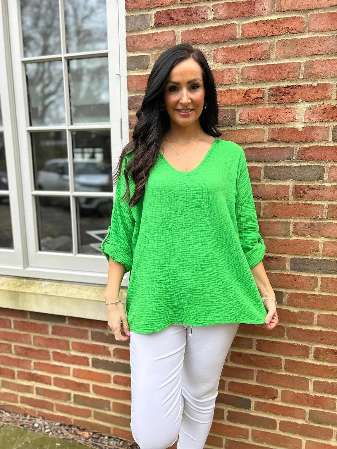 Green Bubble Cotton Top Emily