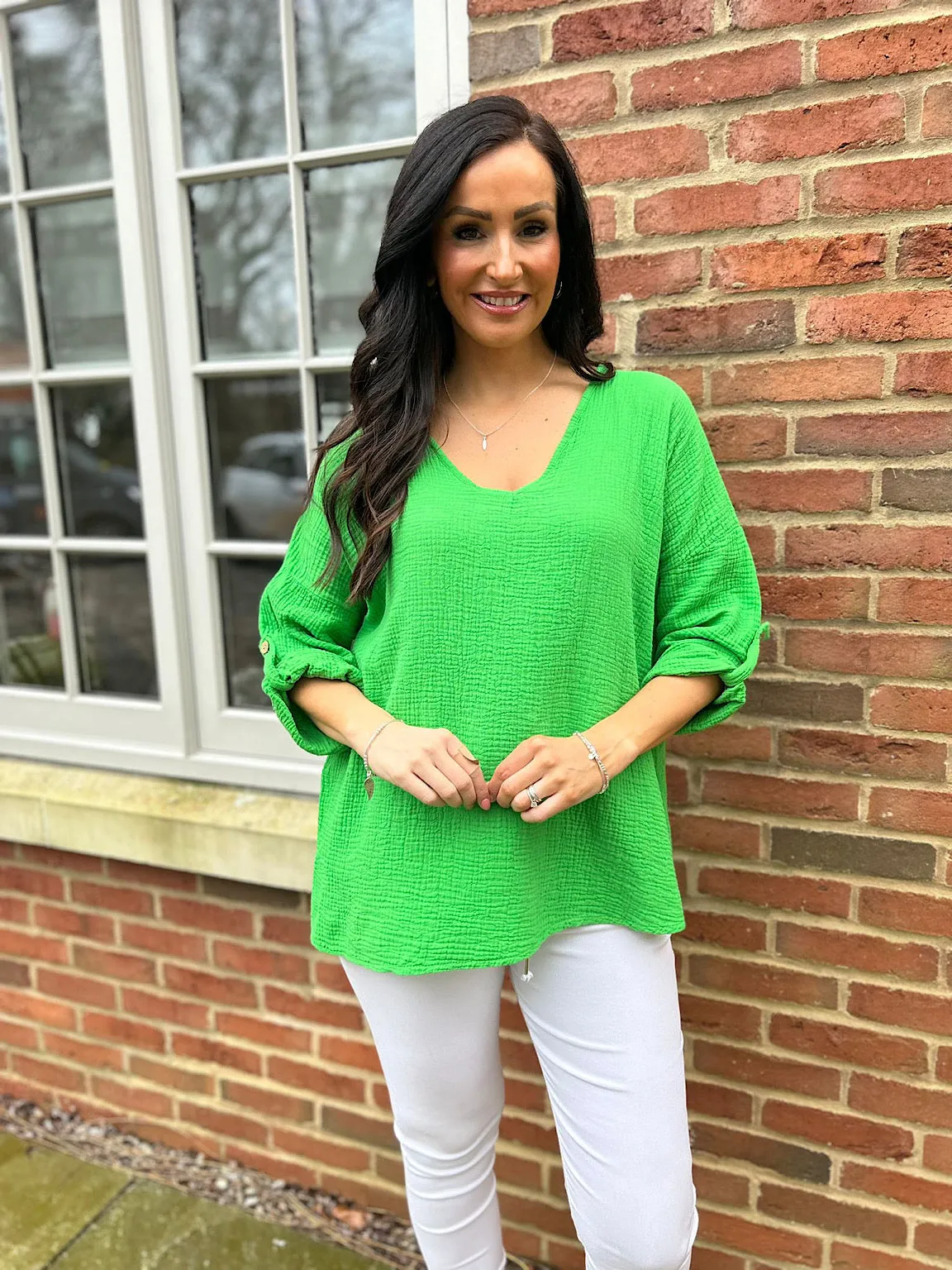 Green Bubble Cotton Top Emily