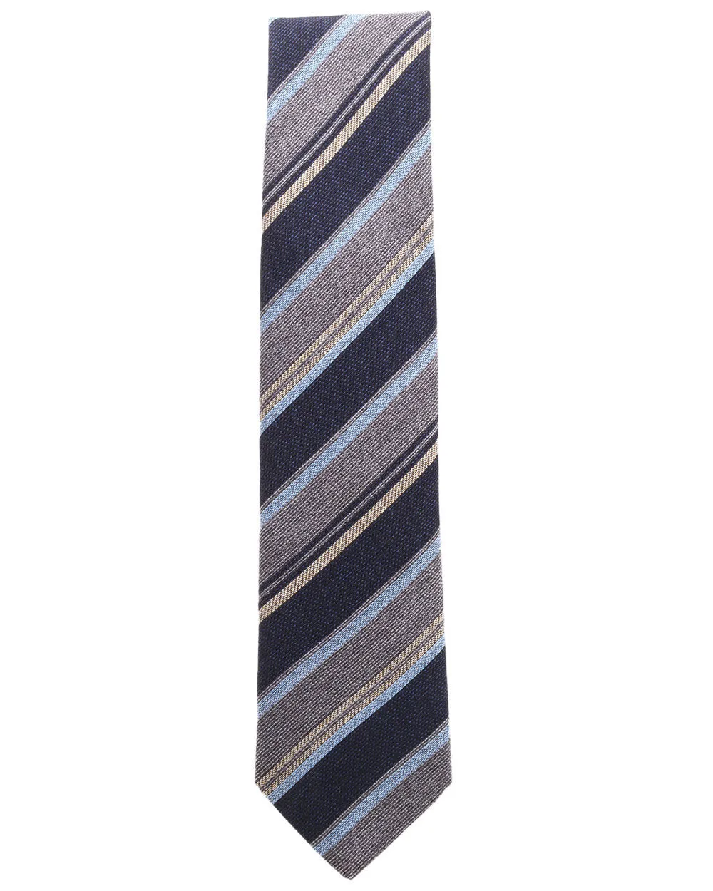 Grey and Navy Striped Cotton Tie