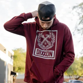 Grey Box Crest Pullover Hoodie - Maroon