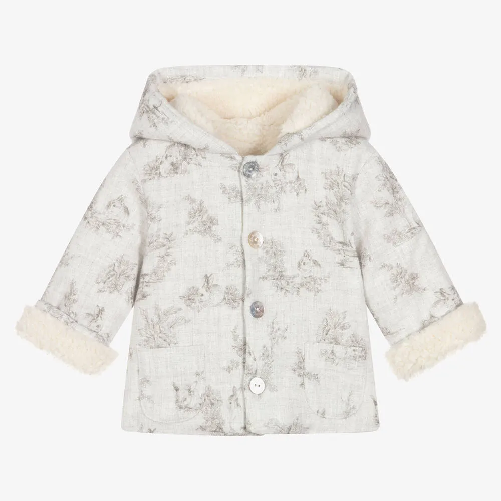 Grey Hooded Baby Pram Coat