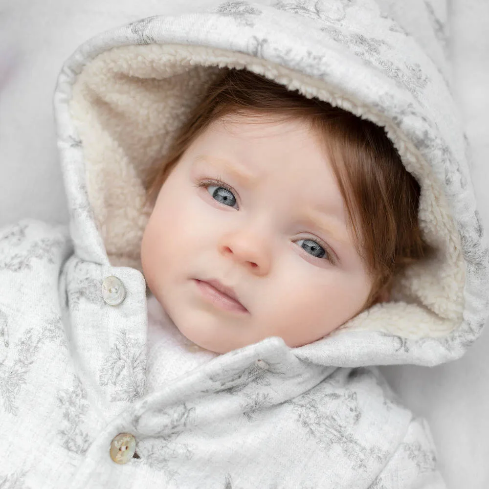 Grey Hooded Baby Pram Coat