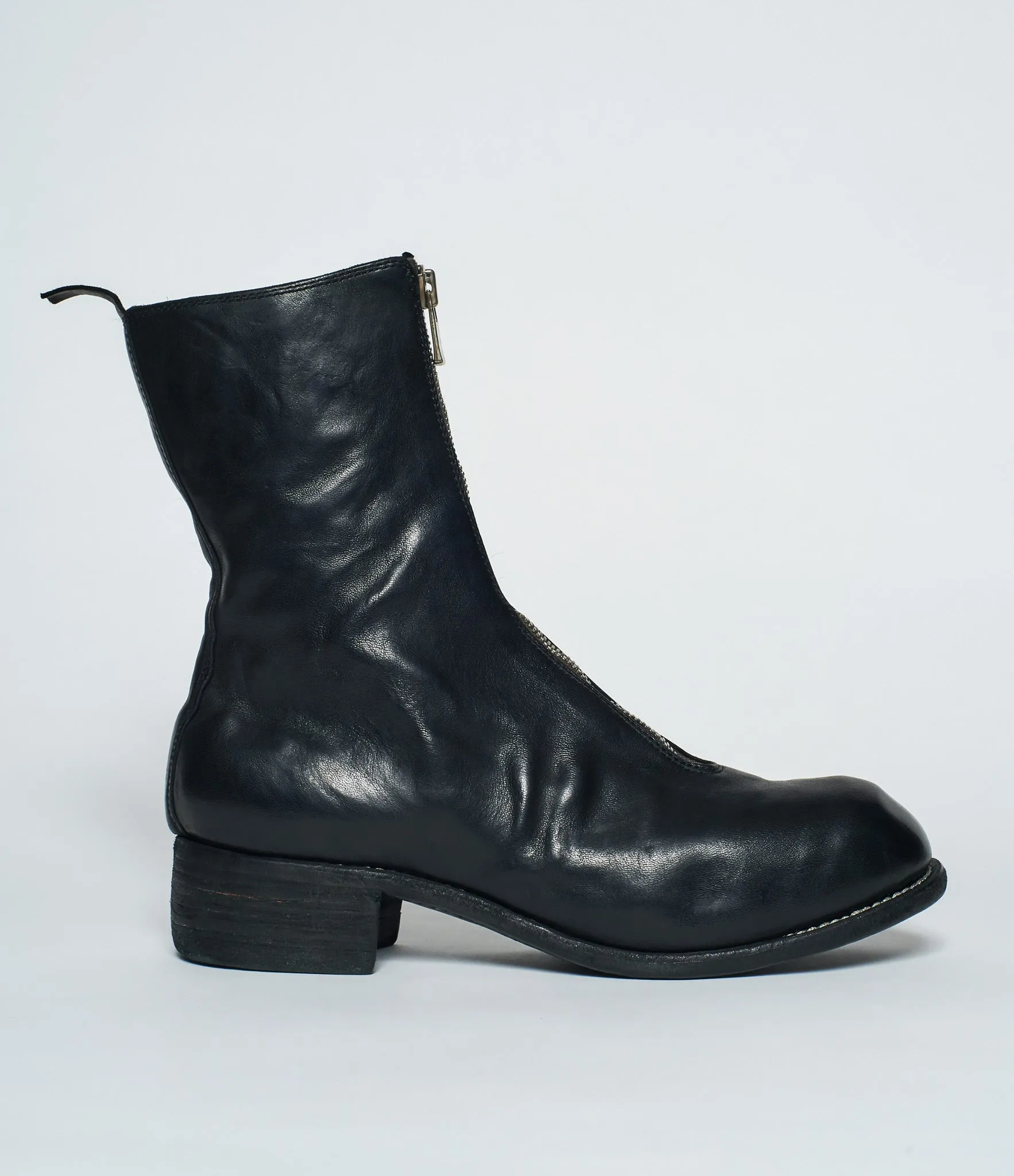 Guidi PL2 Black Horse Full Grain Front Zip Calf Length Boots