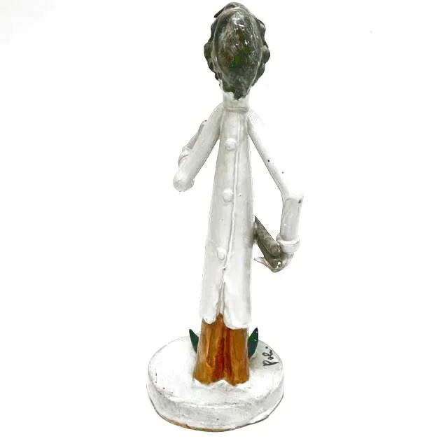 Handmade Man in White Coat Holding Tools  Figurine