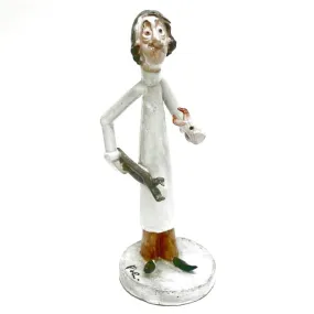 Handmade Man in White Coat Holding Tools  Figurine