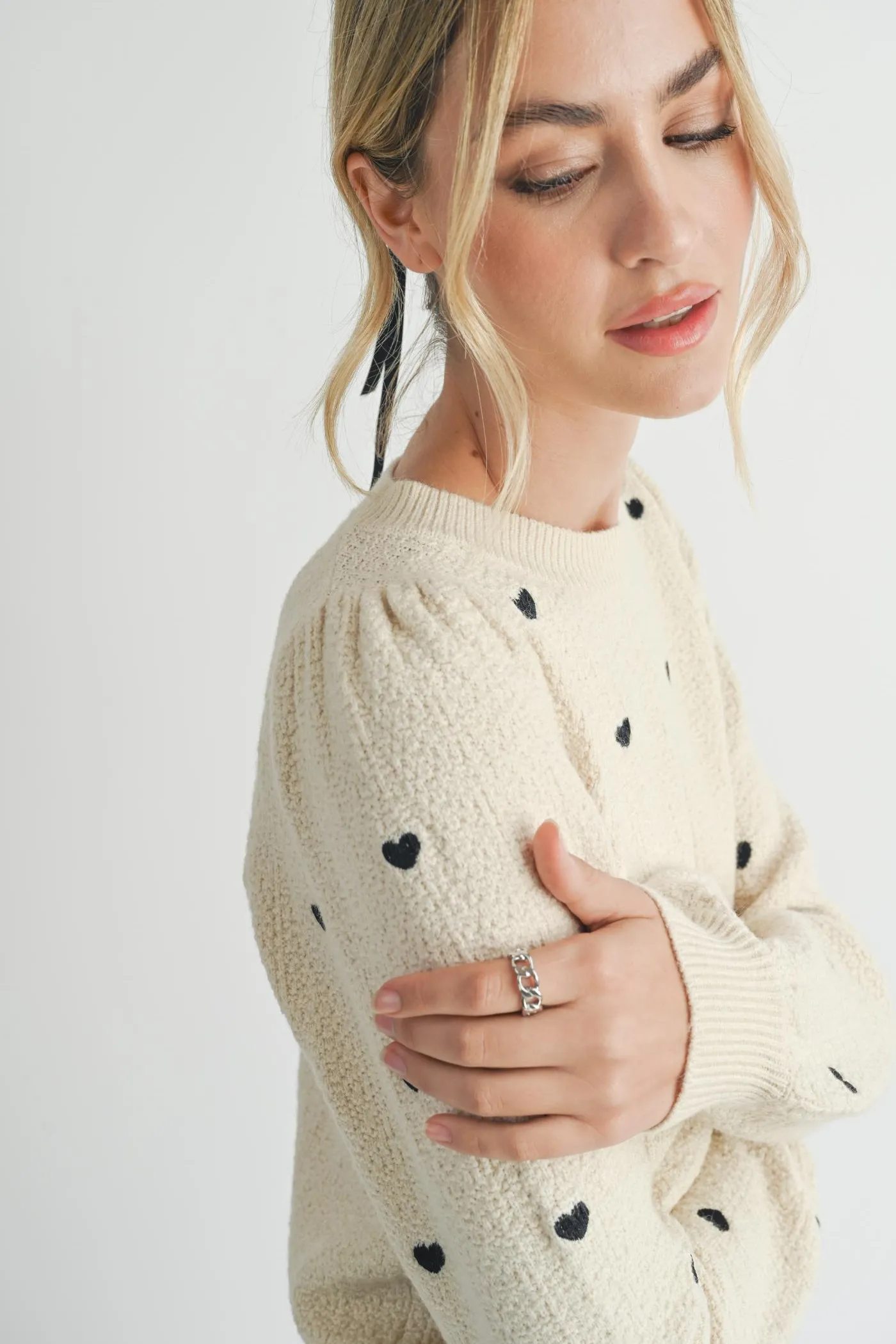 Heart Eyes Embroidered Sweater