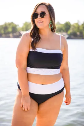 Hidden Islands Swim Top, Black-White