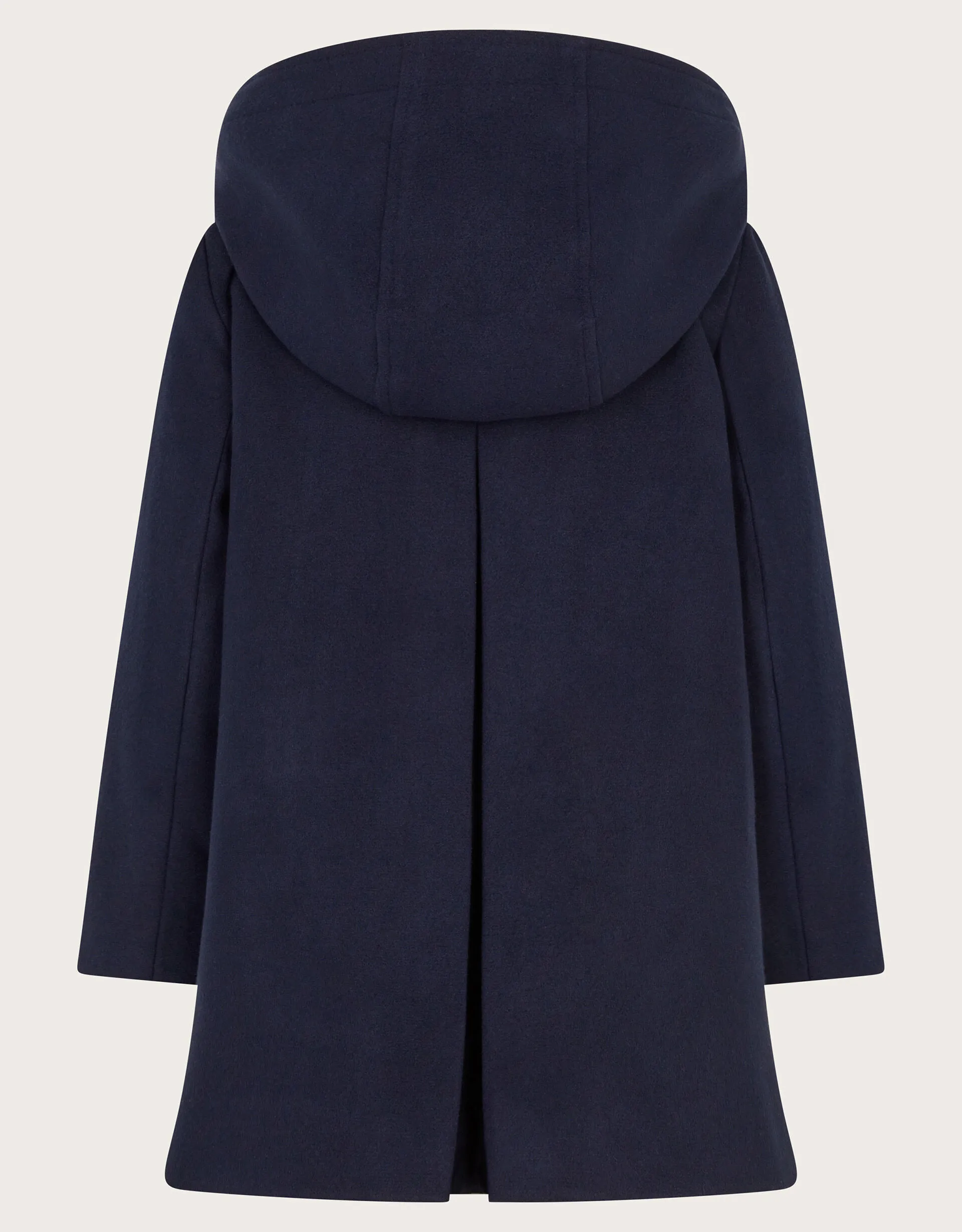 Hooded Round Collar Coat Blue