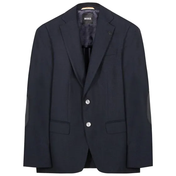 HUGO BOSS H-Hutson Slim Fit Herringbone Blazer Dark Blue