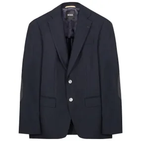 HUGO BOSS H-Hutson Slim Fit Herringbone Blazer Dark Blue