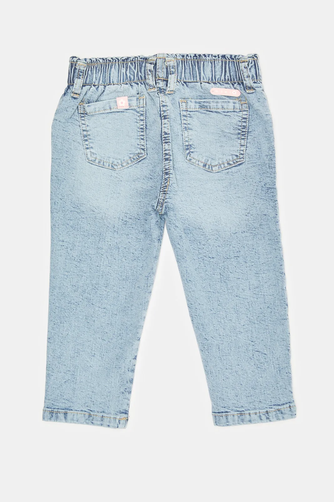 Infant Girls Blue Paperbag Waist Band Jeans