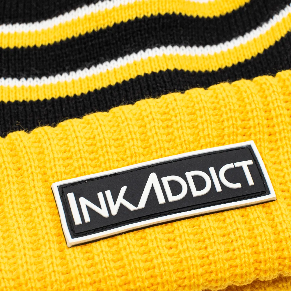 InkAddict Yellow Stripe Beanie