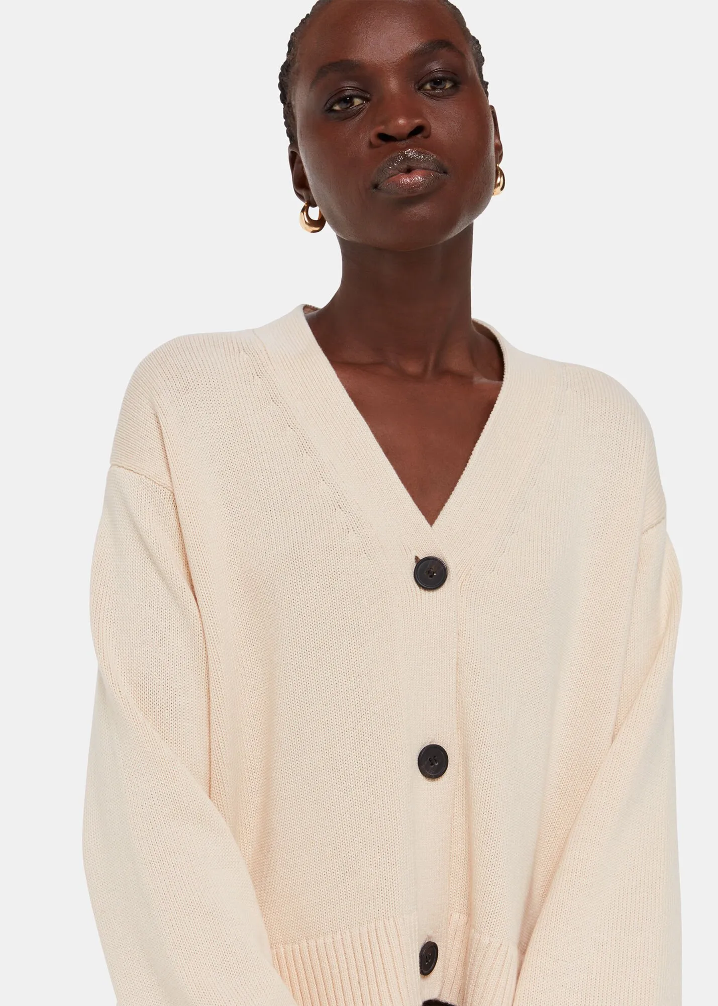 Ivory Nina Button Front Cardigan