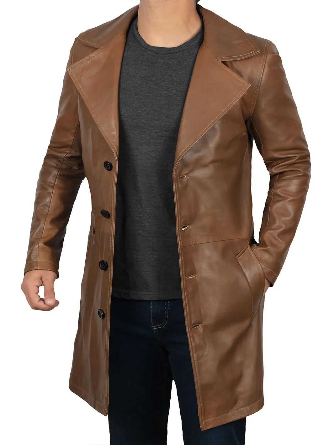 Jackson Men's Brown Leather Car Coat