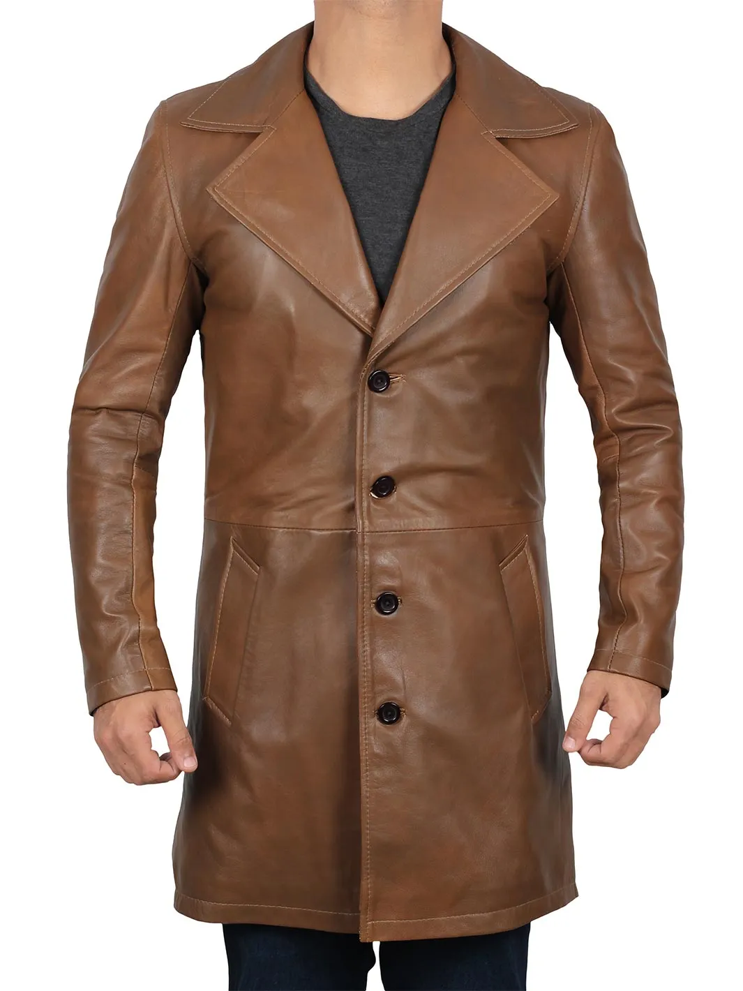 Jackson Men's Brown Leather Car Coat