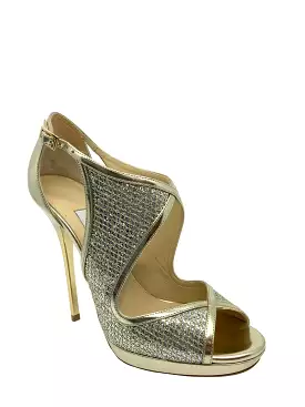 Jimmy Choo Metallic Sequin Glitter Platform Pumps Size 7.5