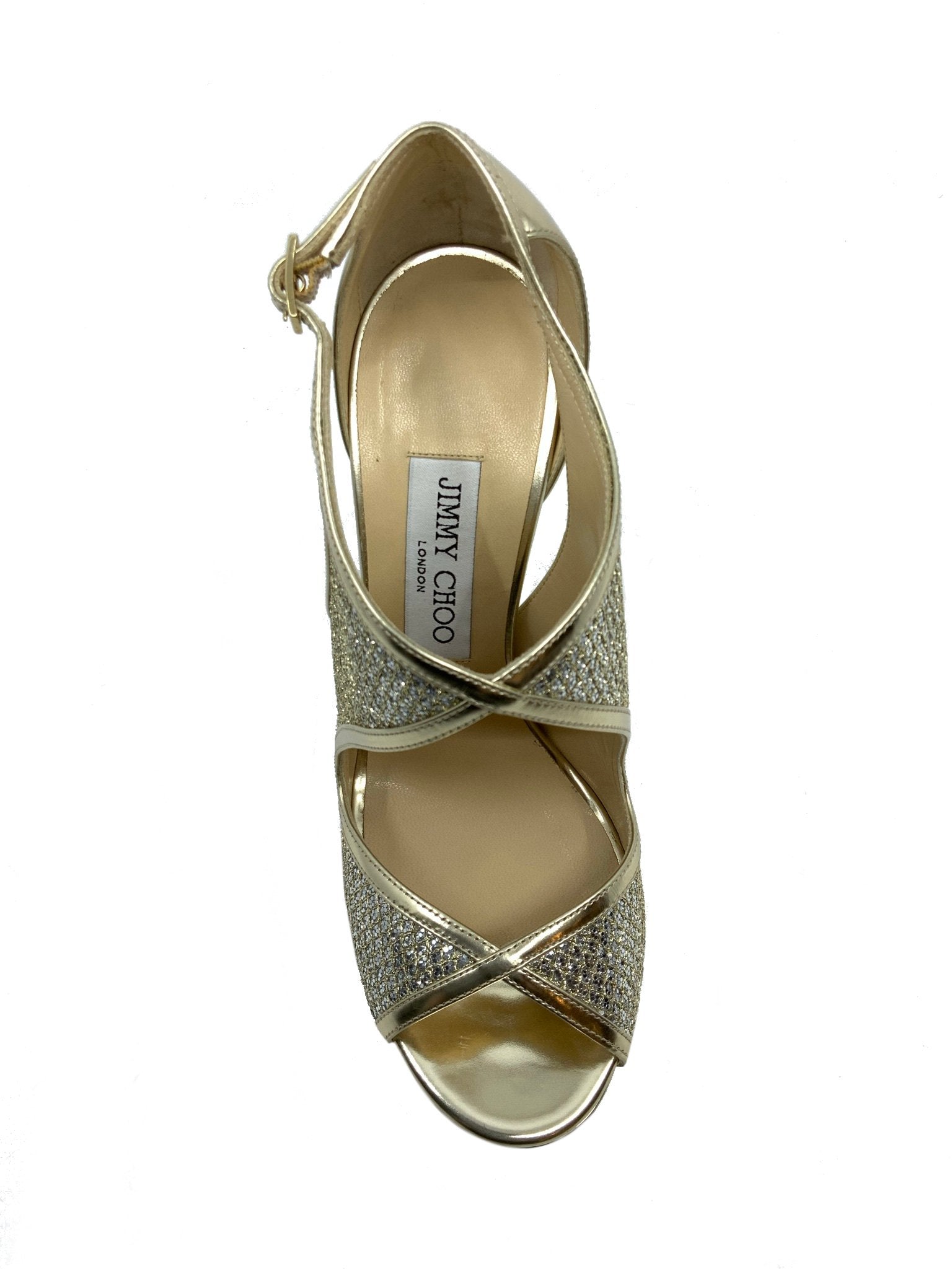 Jimmy Choo Metallic Sequin Glitter Platform Pumps Size 7.5