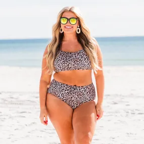 Jungle On The Beach Swim Top, Leopard