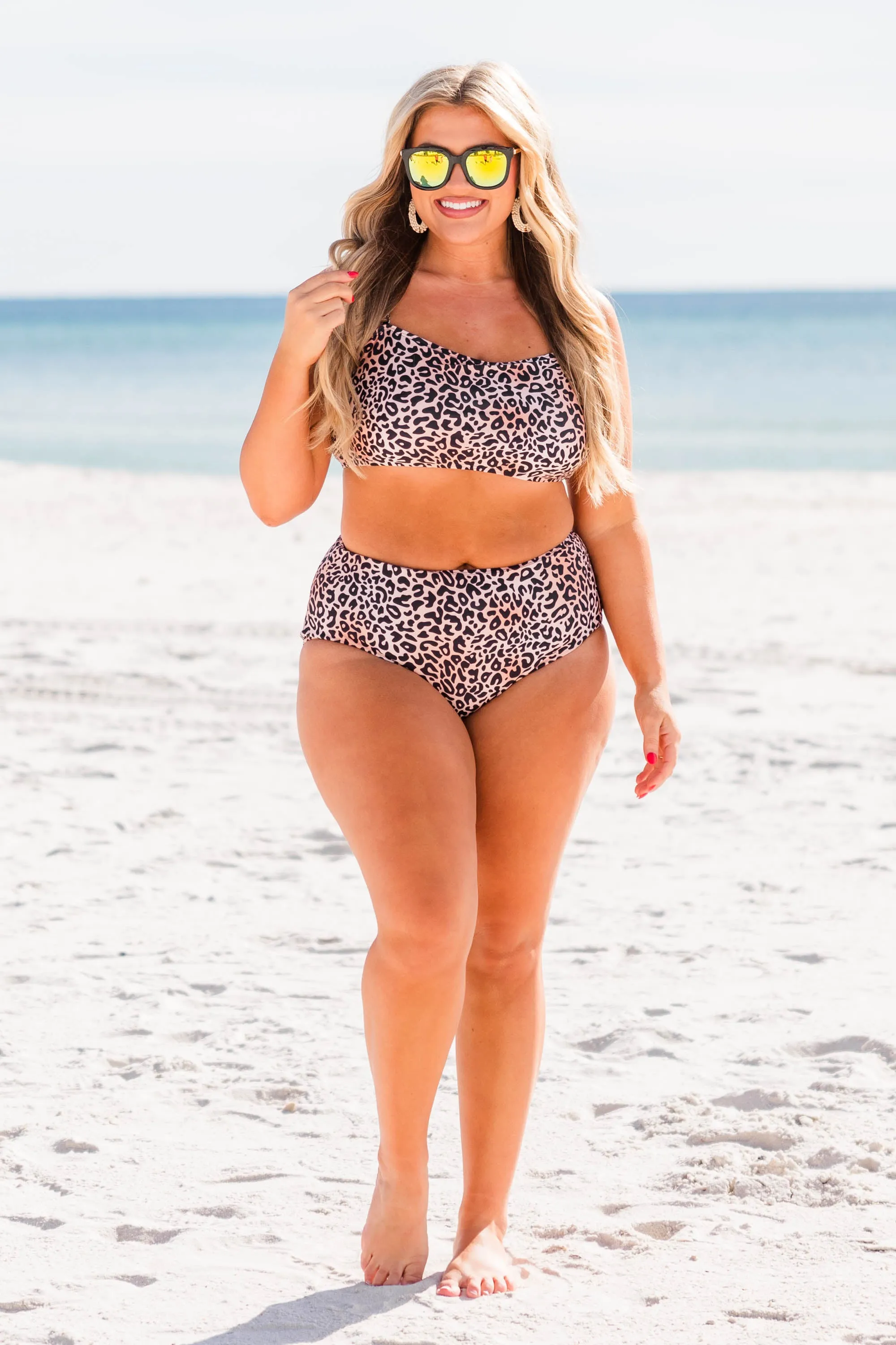 Jungle On The Beach Swim Top, Leopard