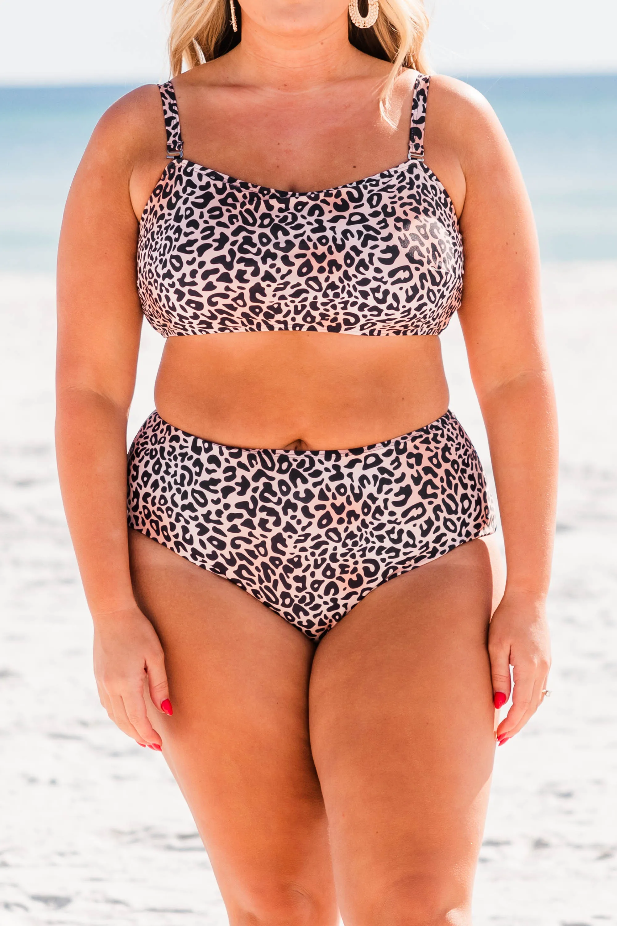 Jungle On The Beach Swim Top, Leopard