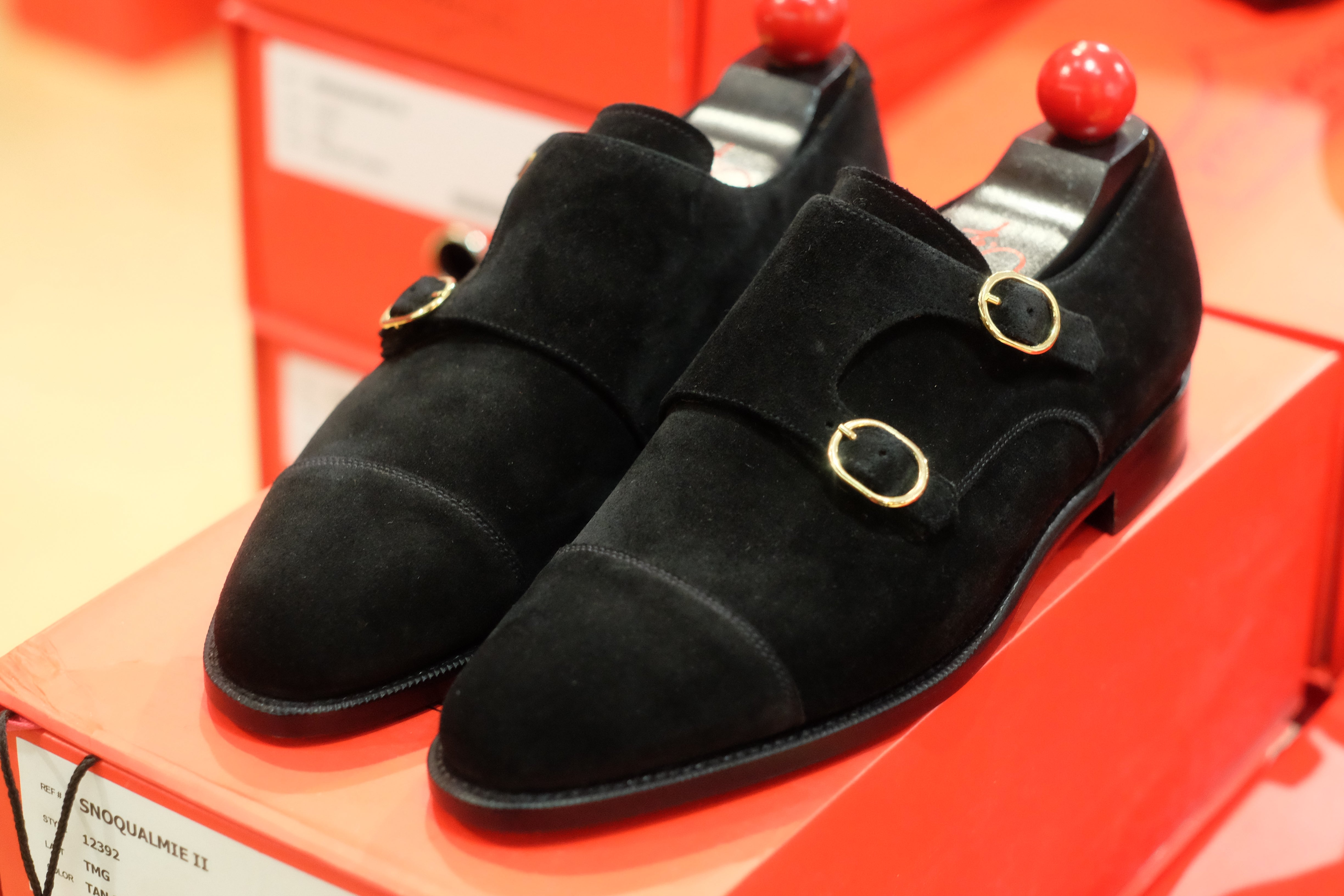 Kent - MTO - Black Suede - TMG Last - Single Leather Sole - Round Gold Buckles