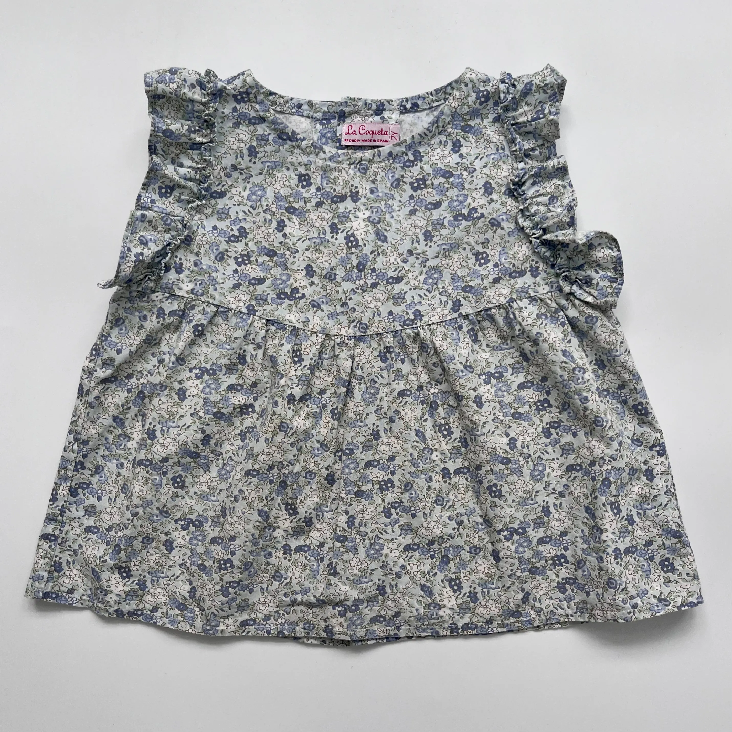 La Coqueta Blue Floral Print Sleeveless Blouse: 2 Years