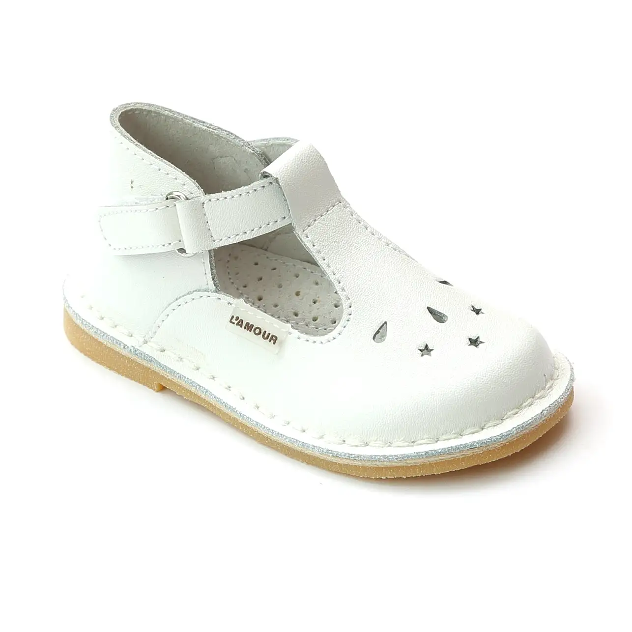 L'Amour Girls Perforated Star T-Strap Mary Jane