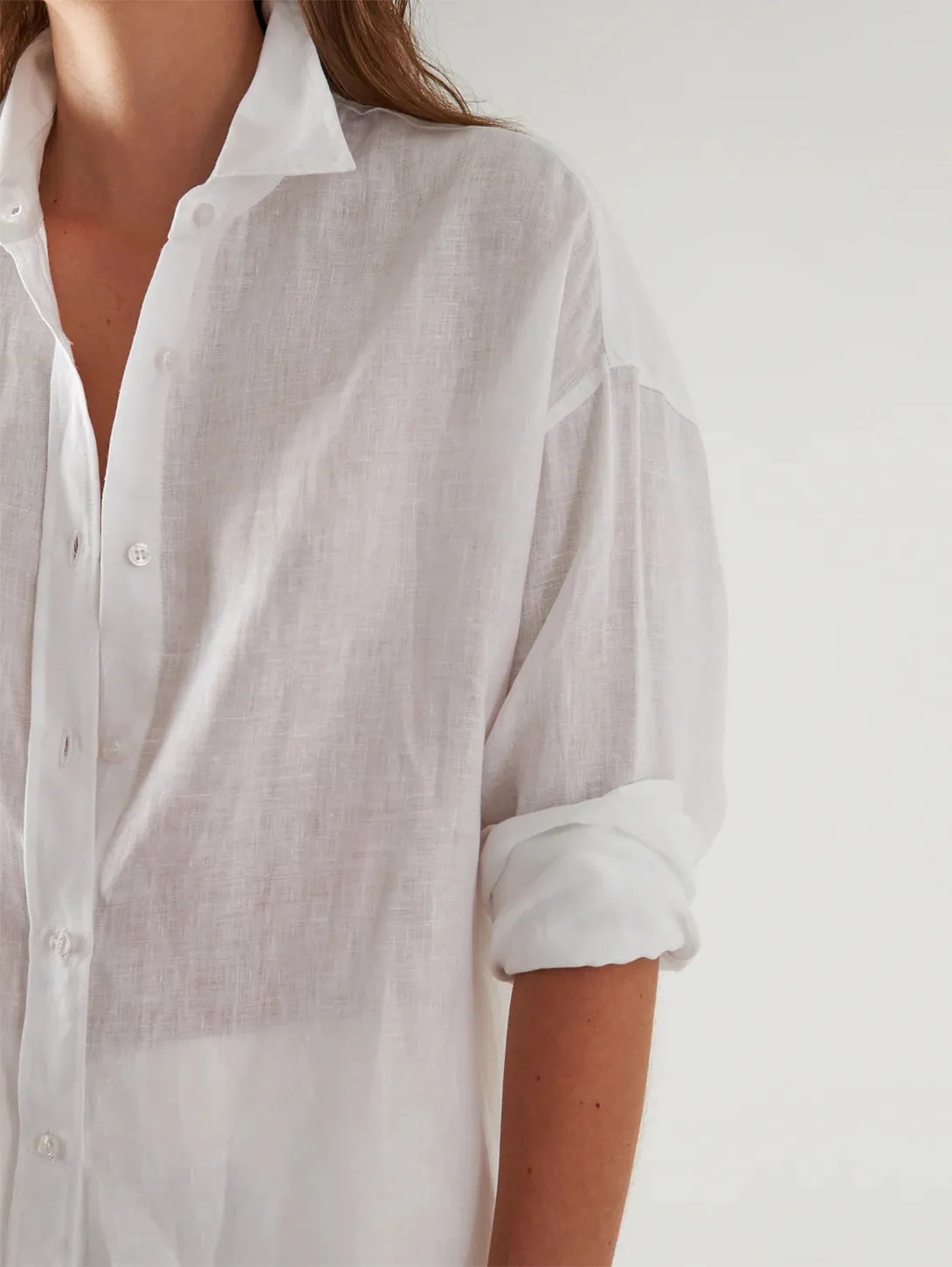 Linen Boyfriend Shirt - White