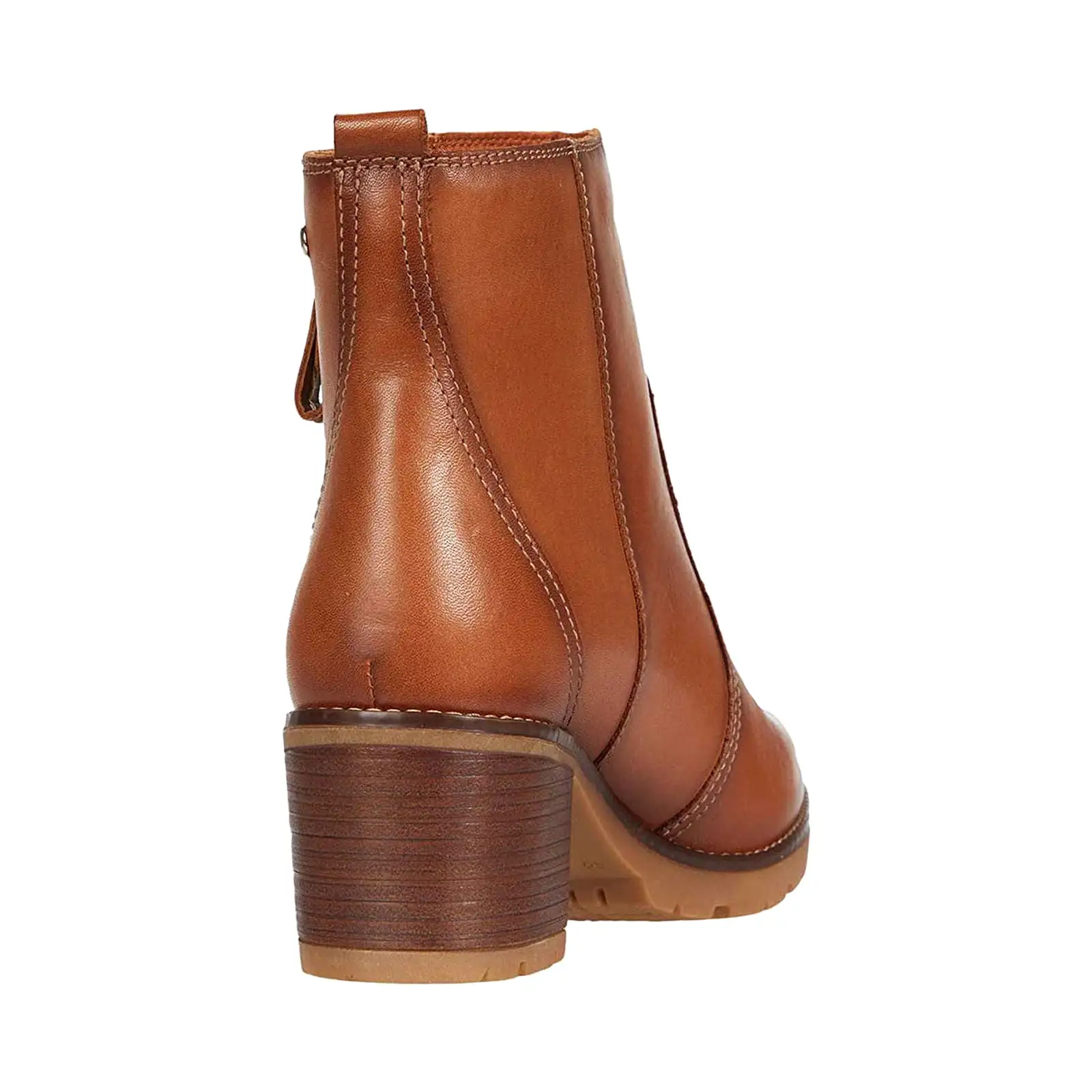 Llanes Calfskin Leather Women's Zip Up Stack Heeled Ankle Boots