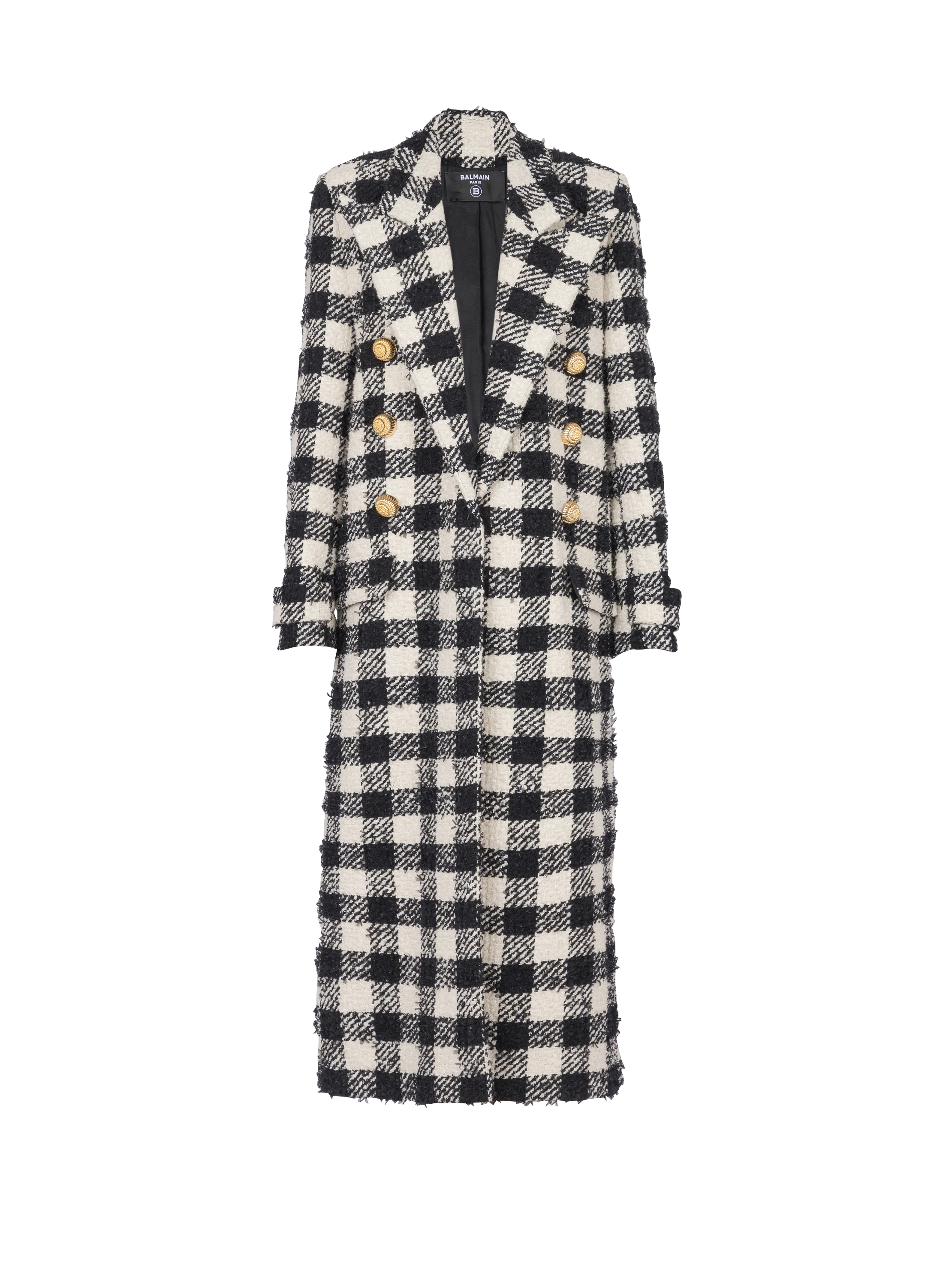 Long 6-button tweed coat