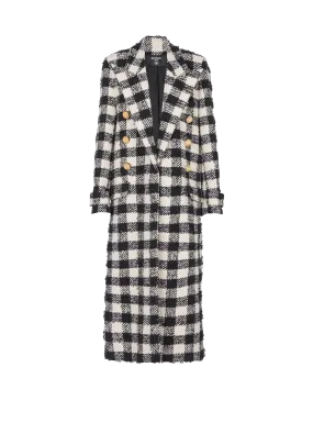 Long 6-button tweed coat