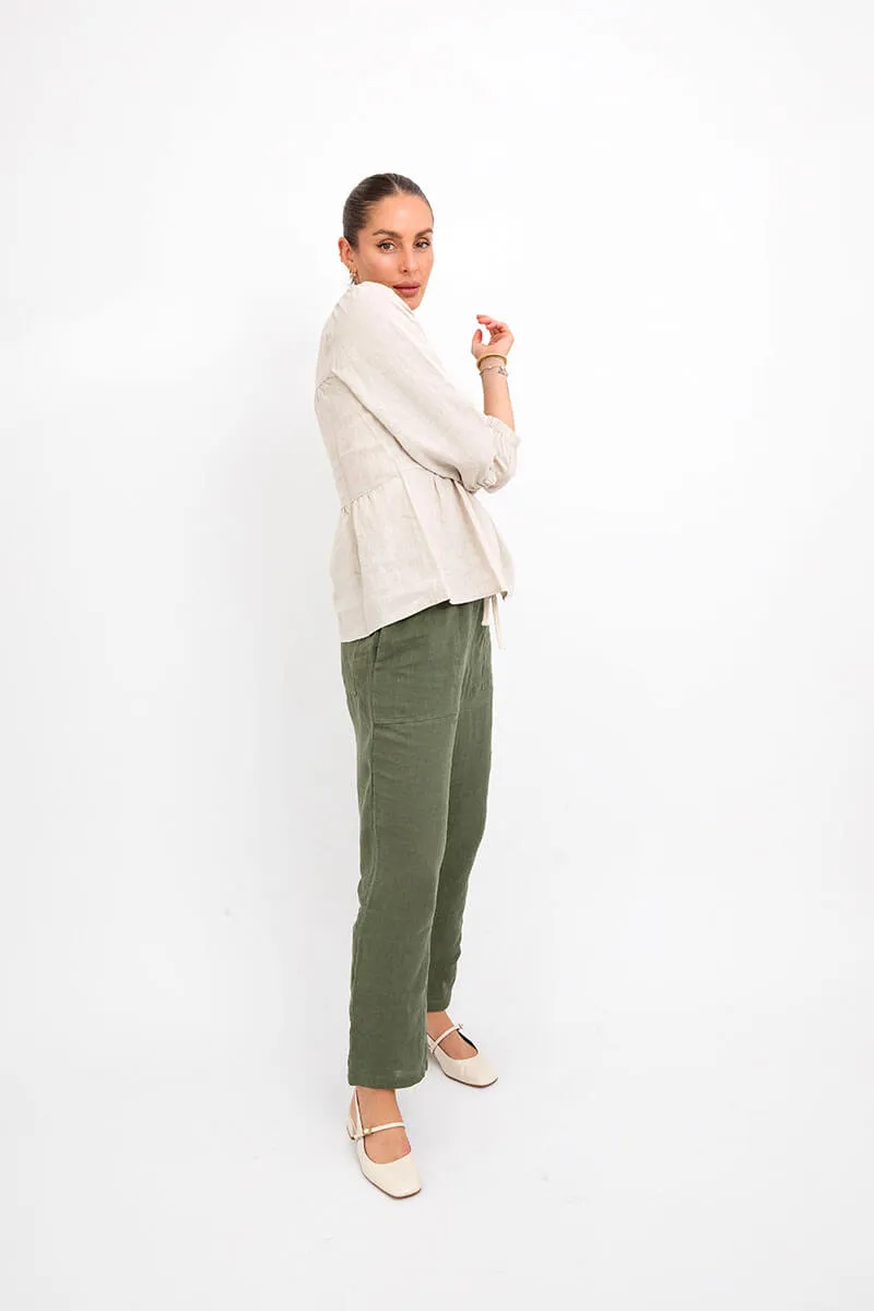 Lucia Linen Pant-KHAKI