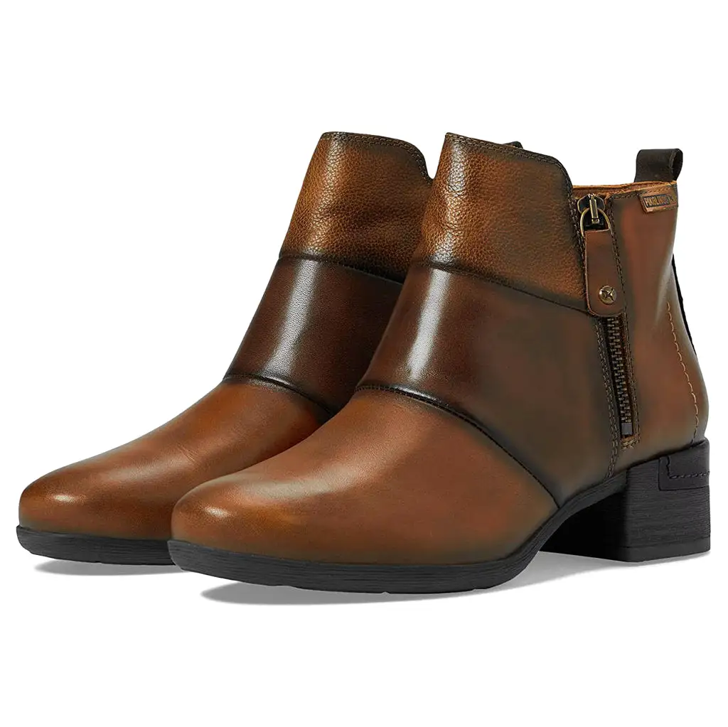 Malaga Calfskin Leather Women's Zip Up Ankle Boots