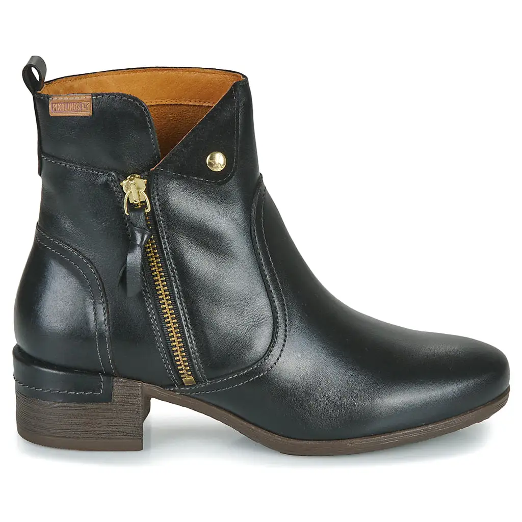 Malaga Calfskin Leather Women's Zip Up Ankle Boots