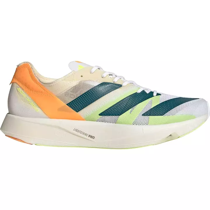 Men's Adidas Adizero Takumi Sen 8, Cloud White/Real Teal/Flash Orange, 11 D Medium