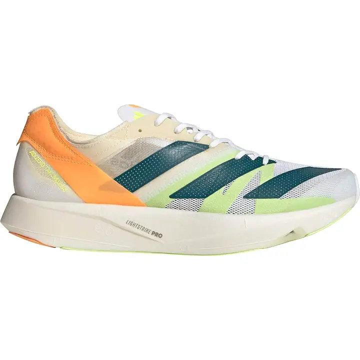 Men's Adidas Adizero Takumi Sen 8, Cloud White/Real Teal/Flash Orange, 12 D Medium