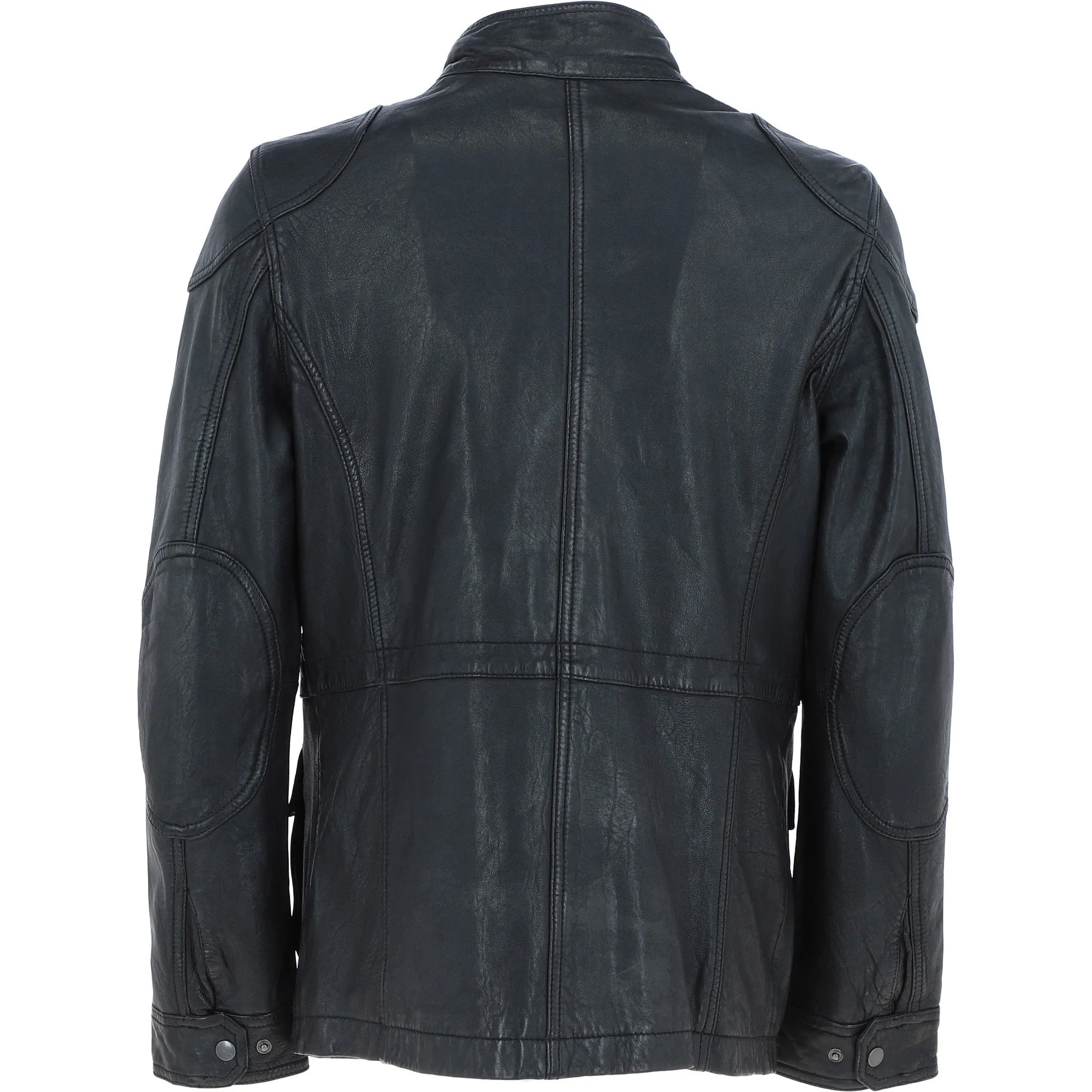 Mens Safari Style Leather Jacket Black: AMJ-5