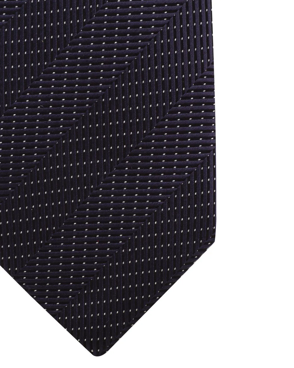 Midnight Blue and Off White Micro Patterned Striped Tie